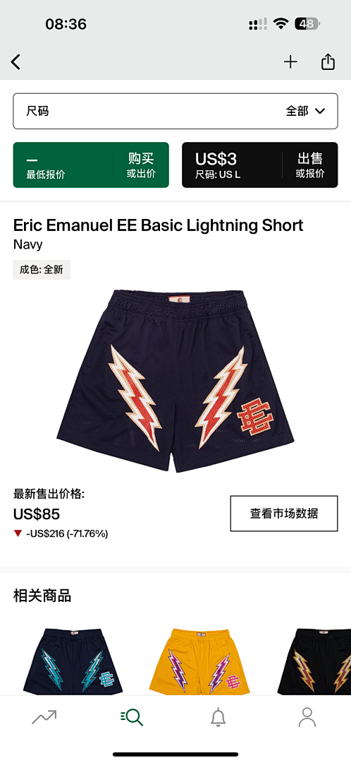 Eric Emanuel Shorts — Basic Lightning Navy Angle 1