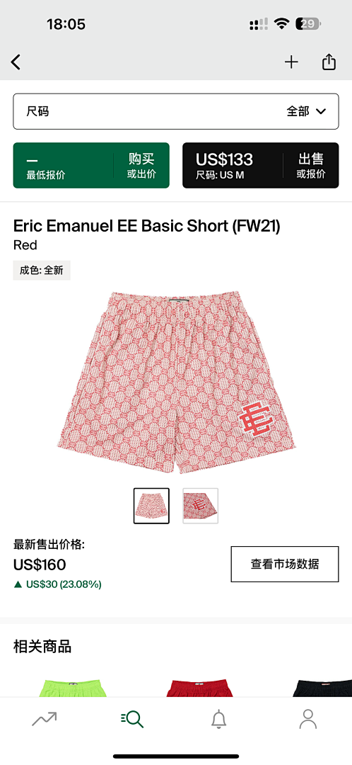 Eric Emanuel Shorts — Basic (FW21) Red Angle 1