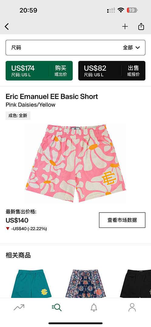 Eric Emanuel Shorts — Basic Pink Daisies (vellow) Angle 1