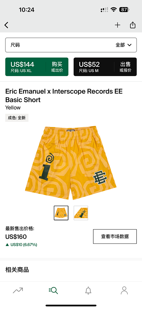 Eric Emanuel Shorts — x Interscope Records Basic Yellow Angle 1