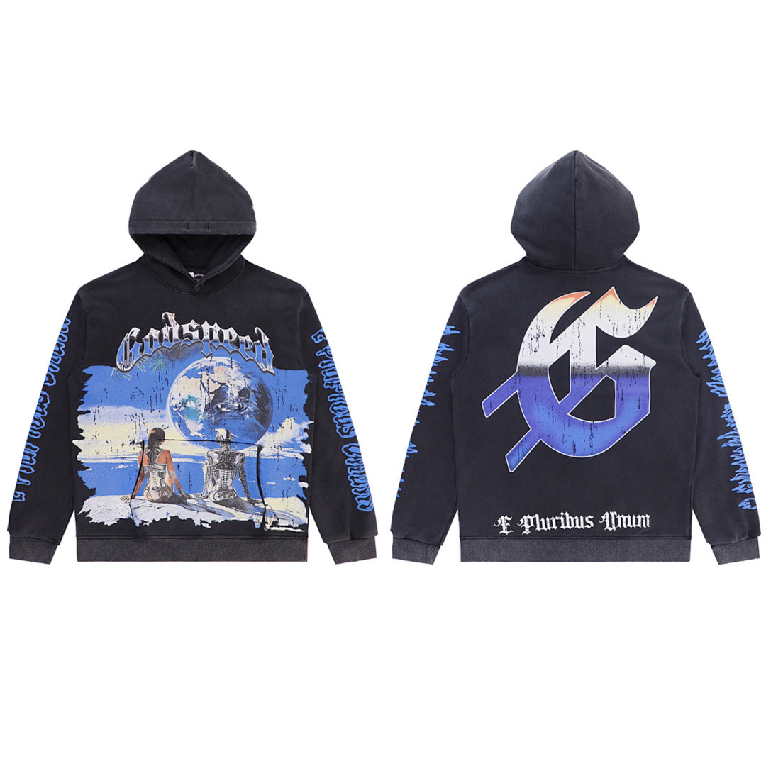 GodSpeed Hoodie — 5517 (Washed Black) Angle 1