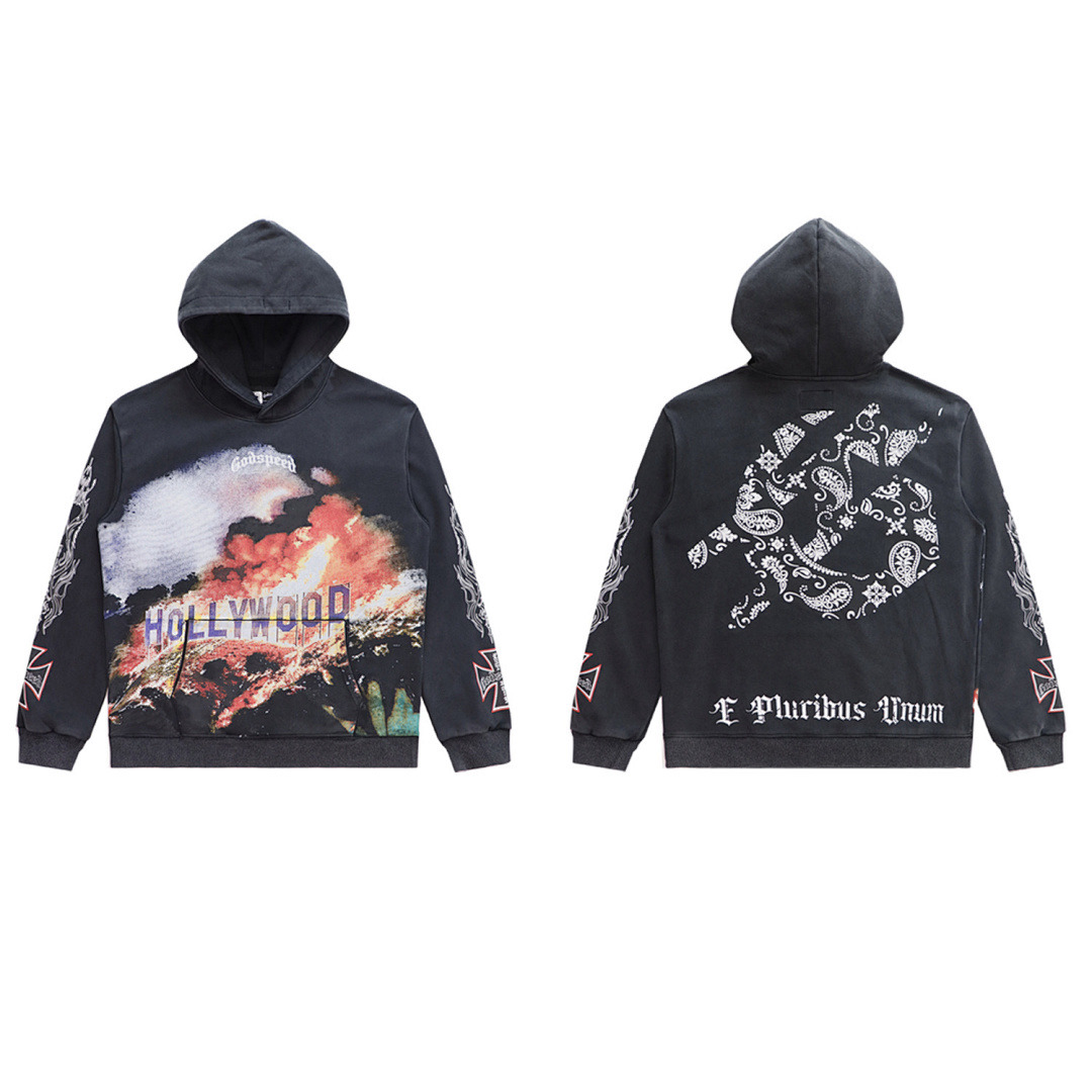 GodSpeed Hoodie — 5519 (Washed Black) Angle 1