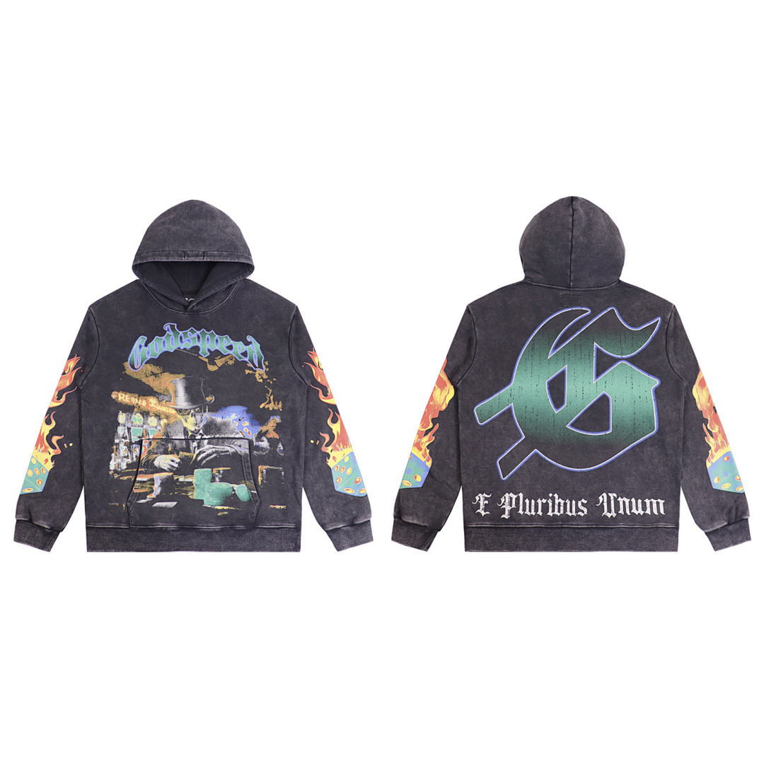 GodSpeed Hoodie — 5521 (Washed Black) Angle 1