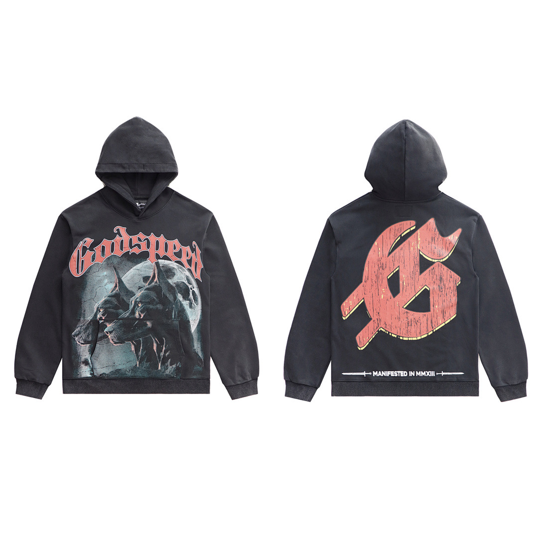 GodSpeed Hoodie — 5525 (Washed Black) Angle 1