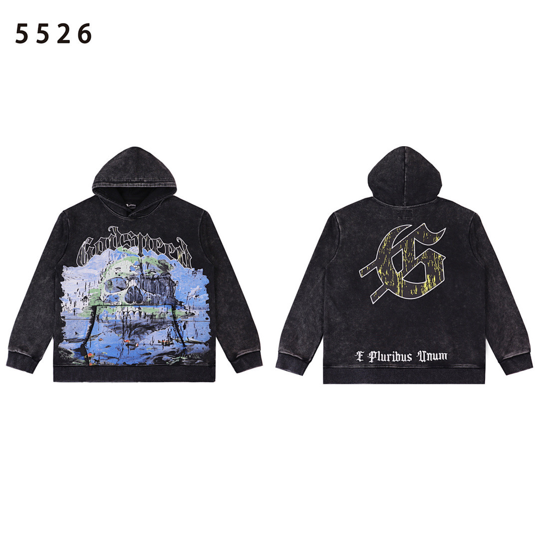 GodSpeed Hoodie — 5526 (Washed Black) Angle 1