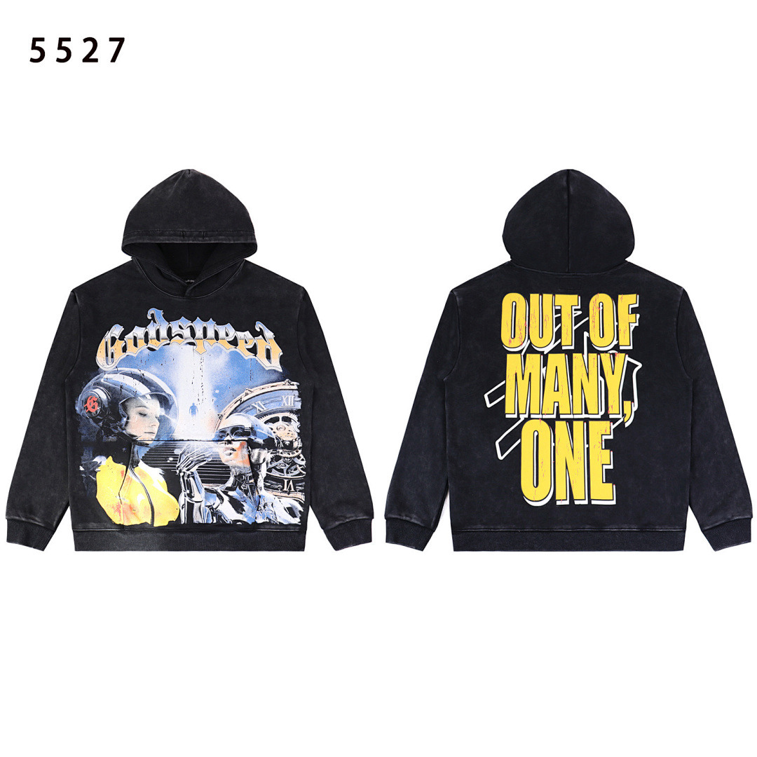 GodSpeed Hoodie — 5527 (Washed Black) Angle 1
