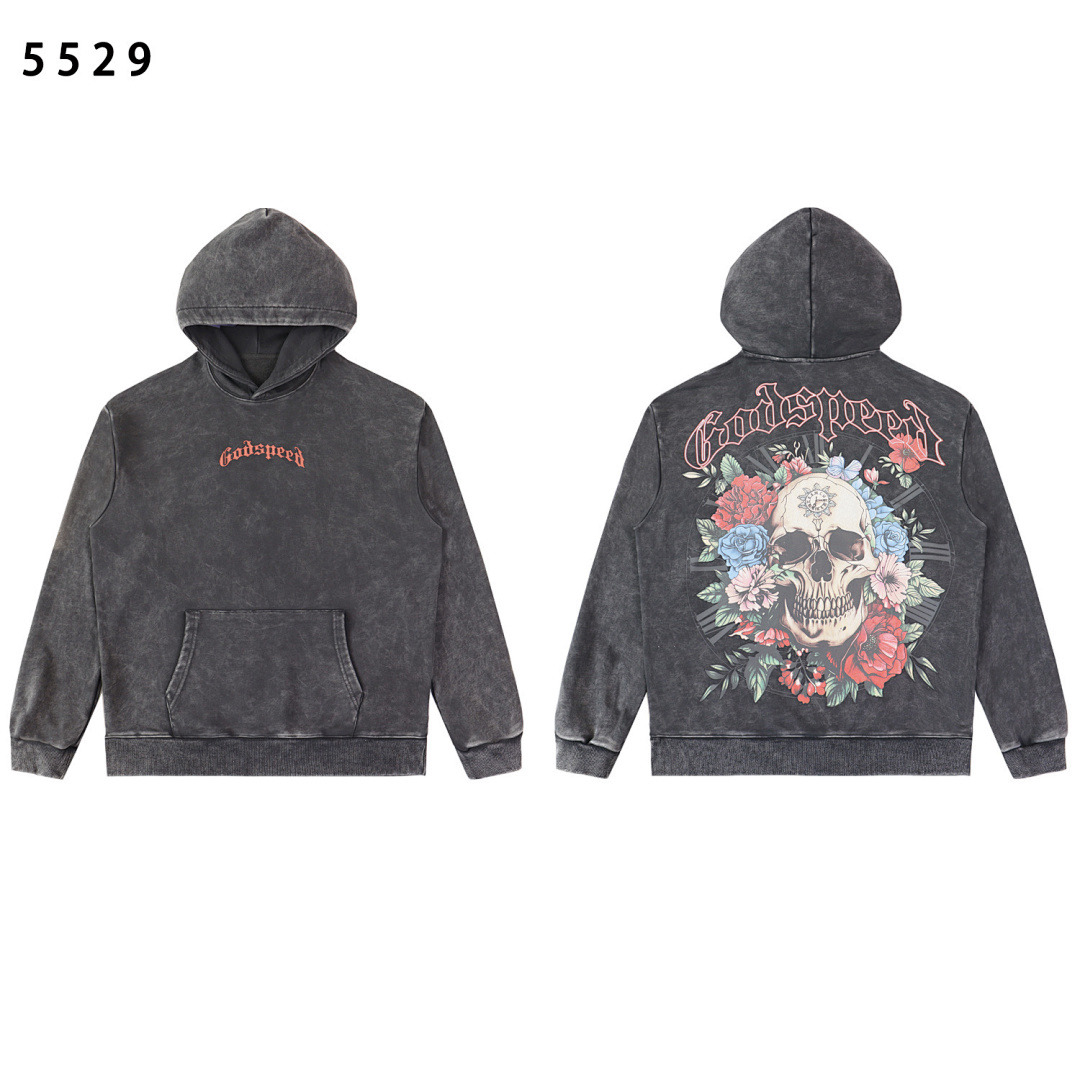 GodSpeed Hoodie — 5529 (Washed Black) Angle 1