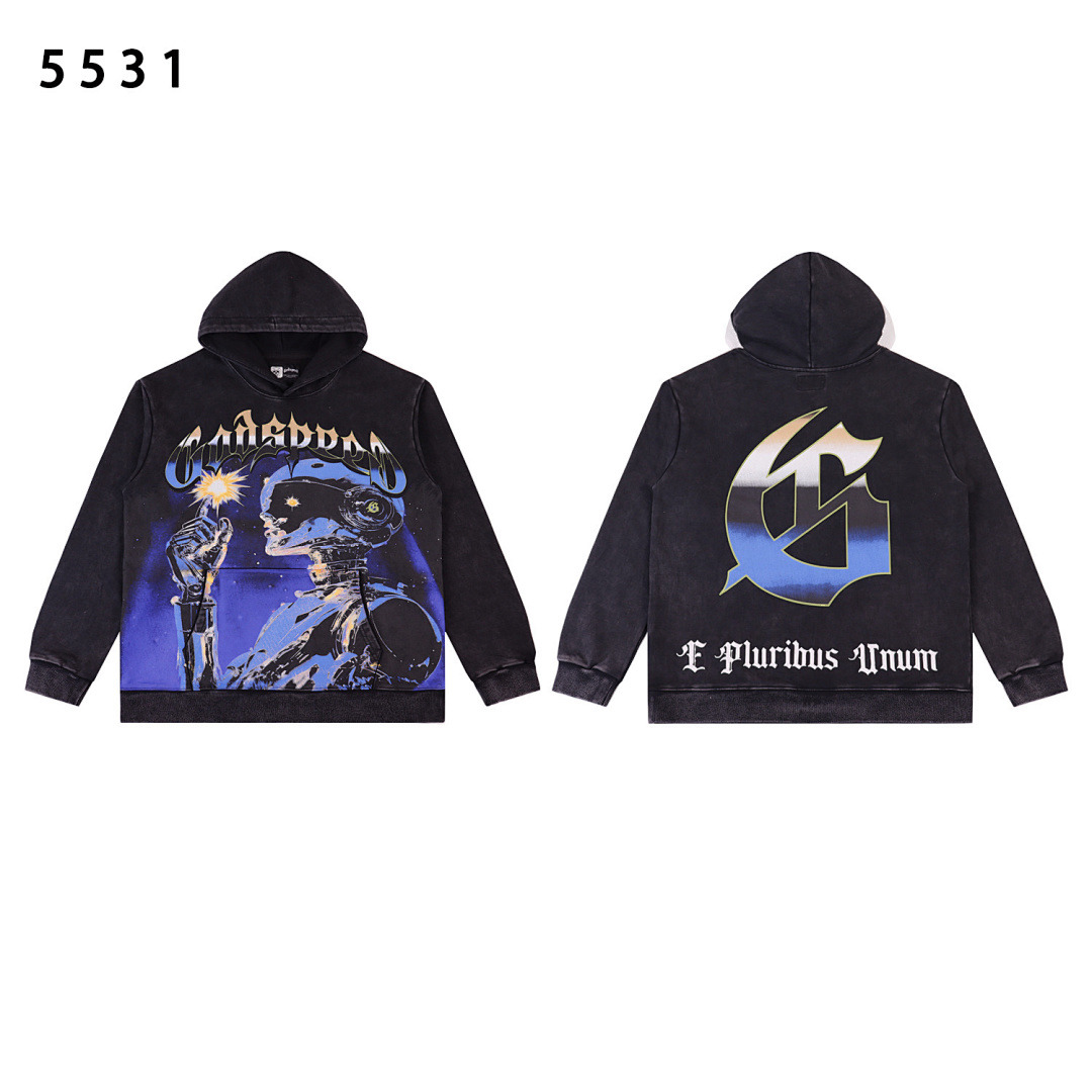 GodSpeed Hoodie — 5531 (Washed Black) Angle 1