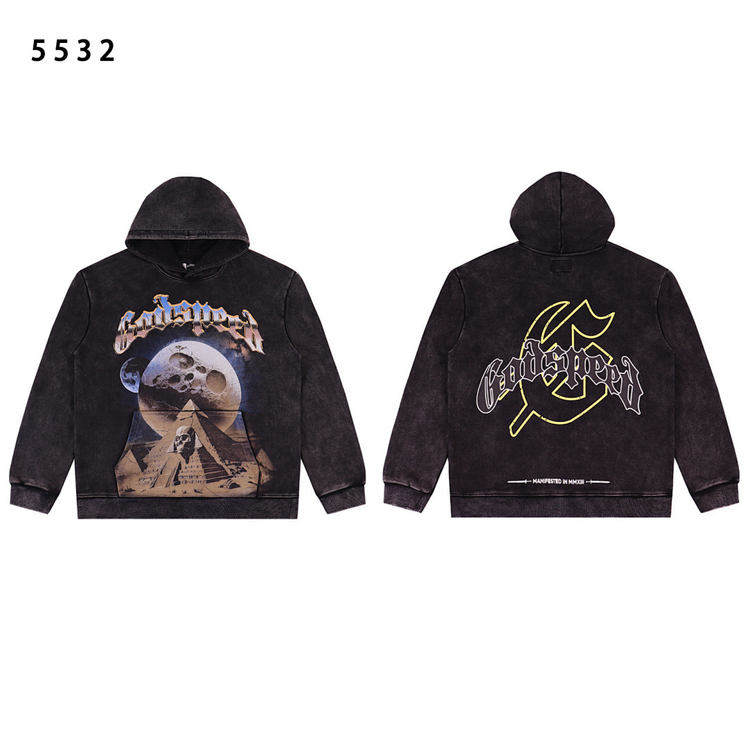 GodSpeed Hoodie — 5532 (Washed Black) Angle 1