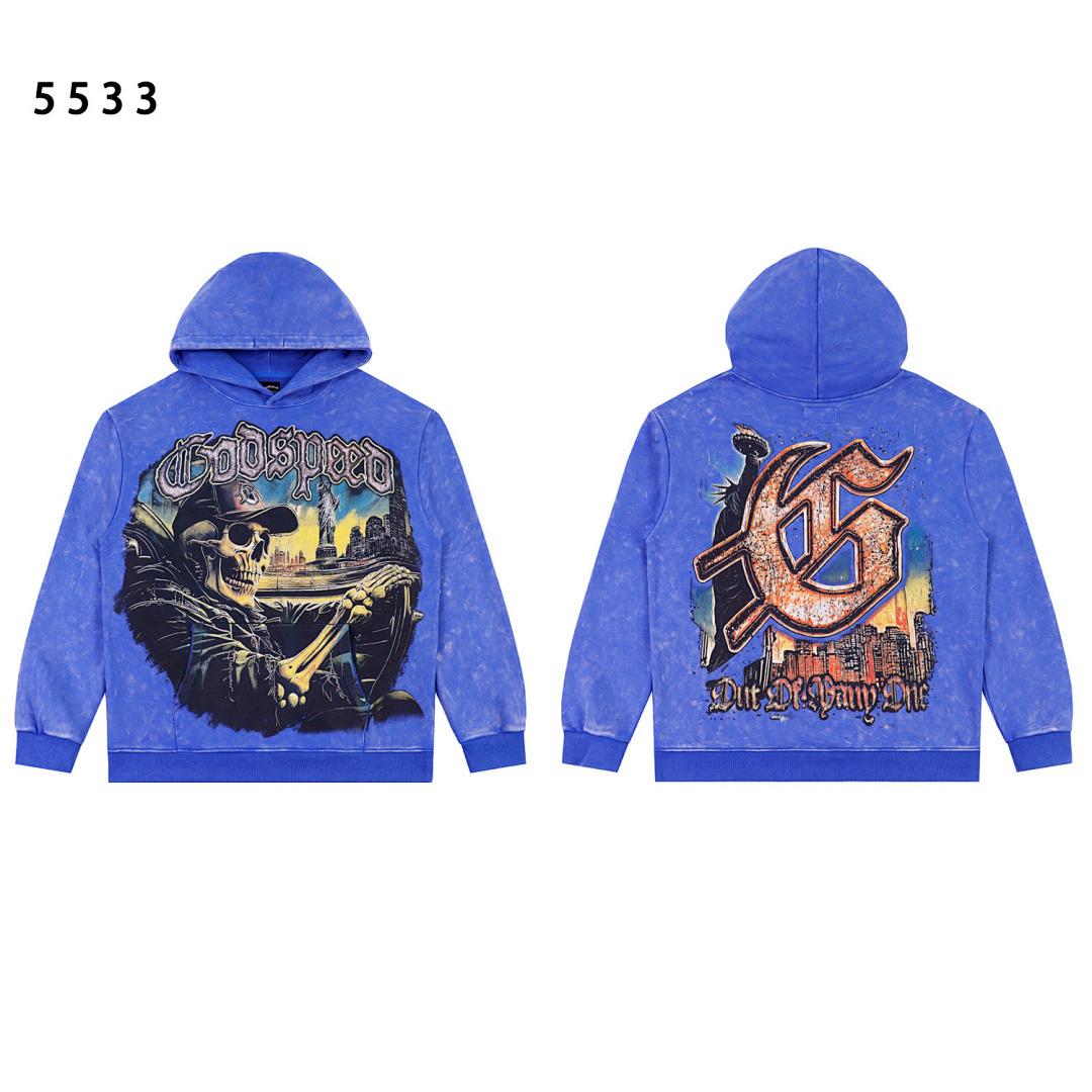 GodSpeed Hoodie — 5533 (Washed Blue) Angle 1