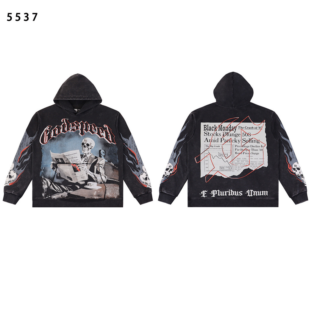GodSpeed Hoodie — 5537 (Washed Black) Angle 1