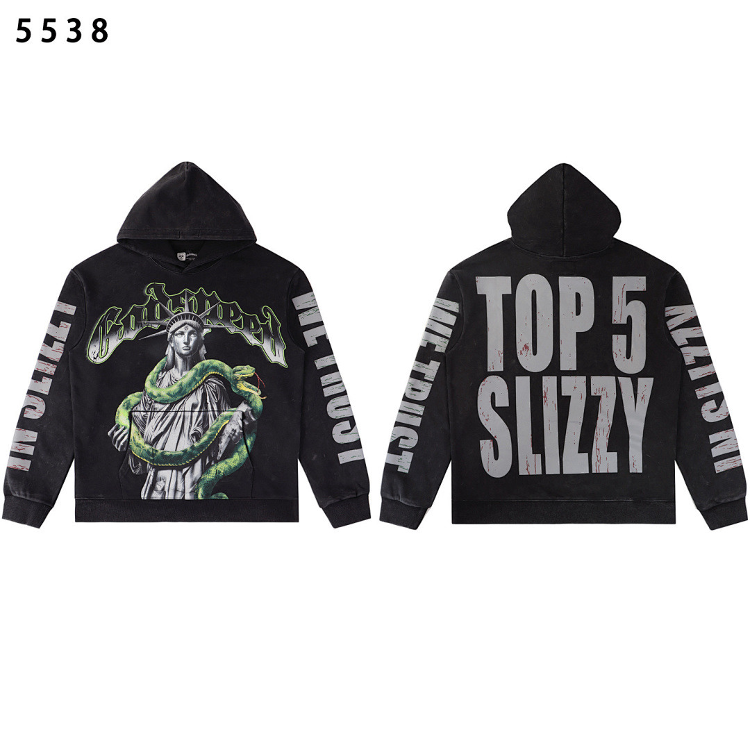 GodSpeed Hoodie — 5538 (Washed Black) Angle 1