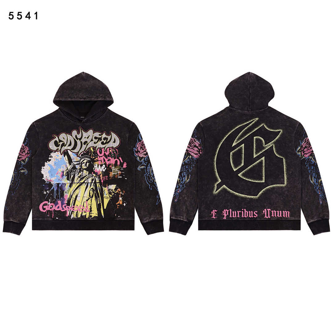 GodSpeed Hoodie — 5541 (Washed Black) Angle 1