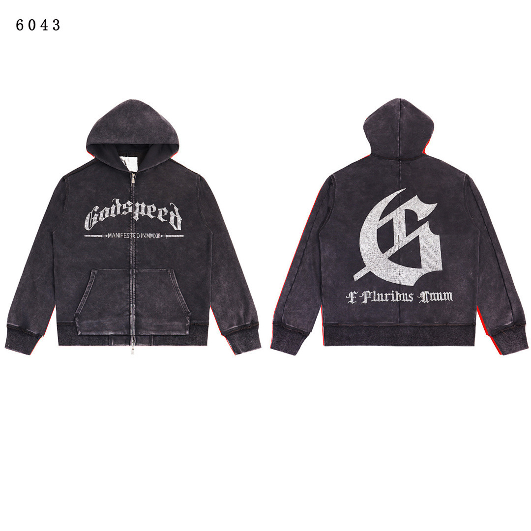 GodSpeed Hoodie — 6043 (Washed Black) Angle 1