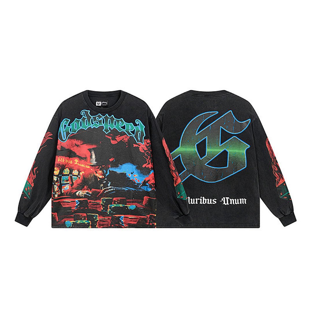 GodSpeed Long Sleeve — 1099 (Washed Black) Angle 1