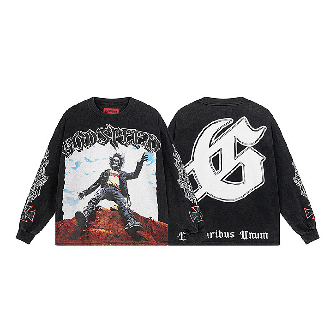 GodSpeed Long Sleeve — 1103 (Washed Black) Angle 1