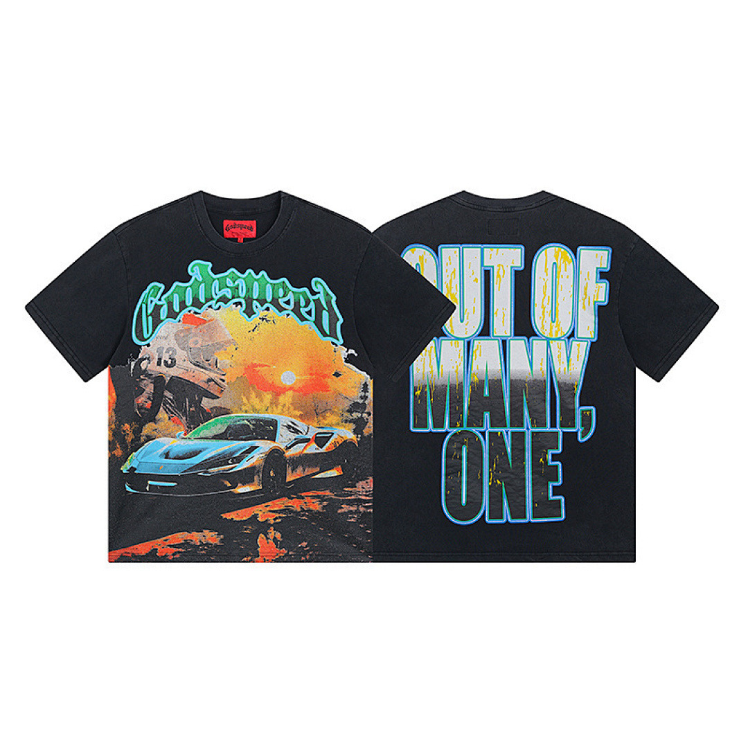 GodSpeed T-Shirt — 1002 (Washed Black) Angle 1