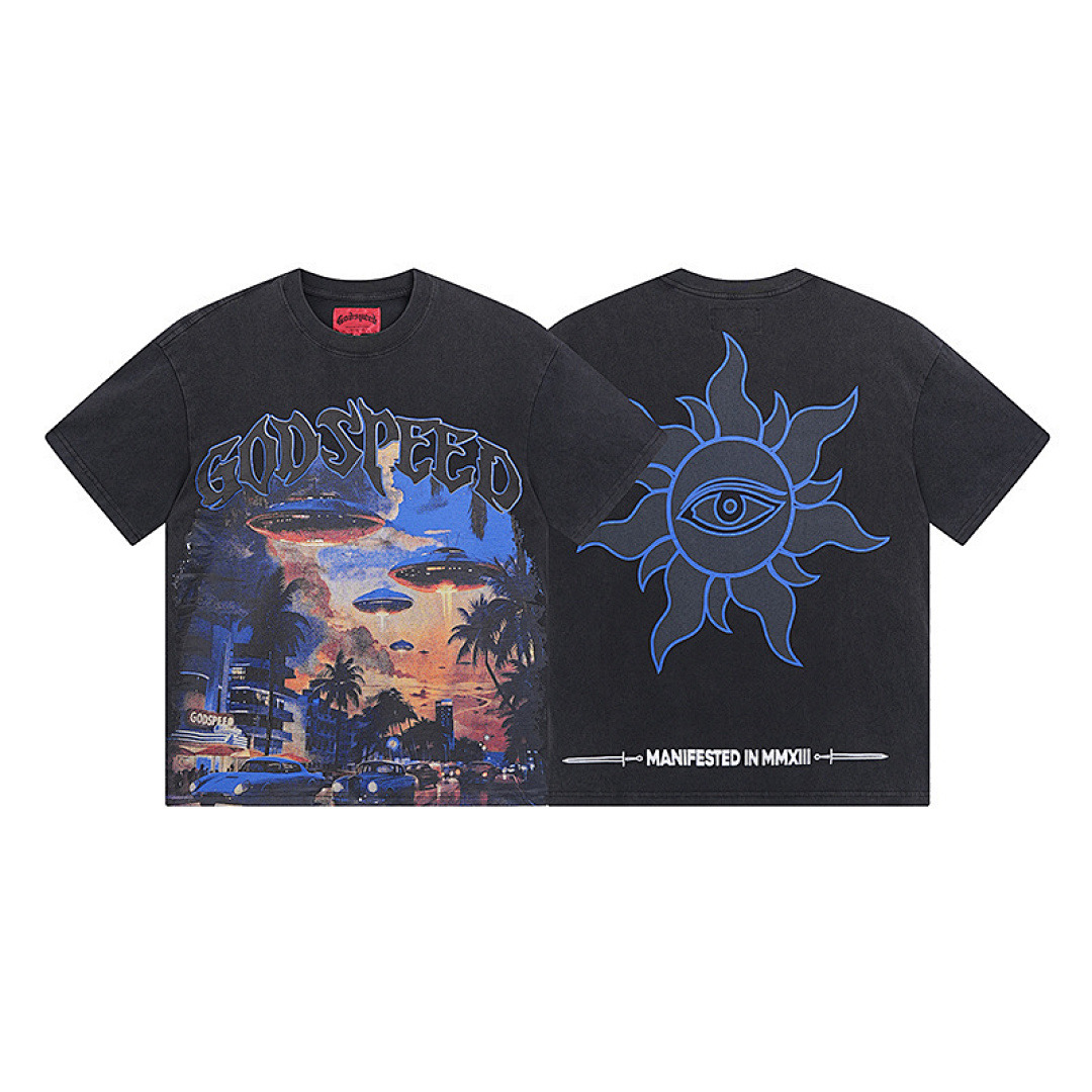 GodSpeed T-Shirt — 1066 (Washed Black) Angle 1