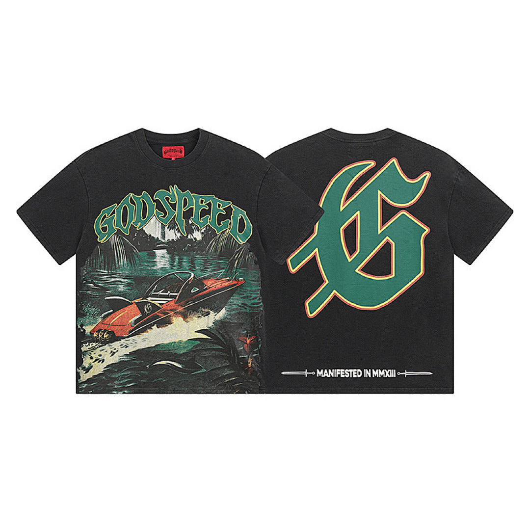 GodSpeed T-Shirt — 1067 (Washed Black) Angle 1