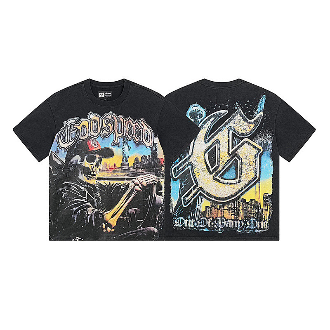 GodSpeed T-Shirt — 1120 (Washed Black) Angle 1