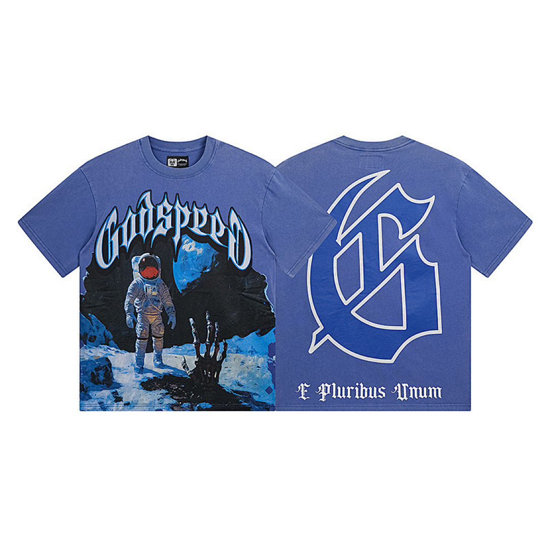 GodSpeed T-Shirt — 1123 (Washed Blue) Angle 1