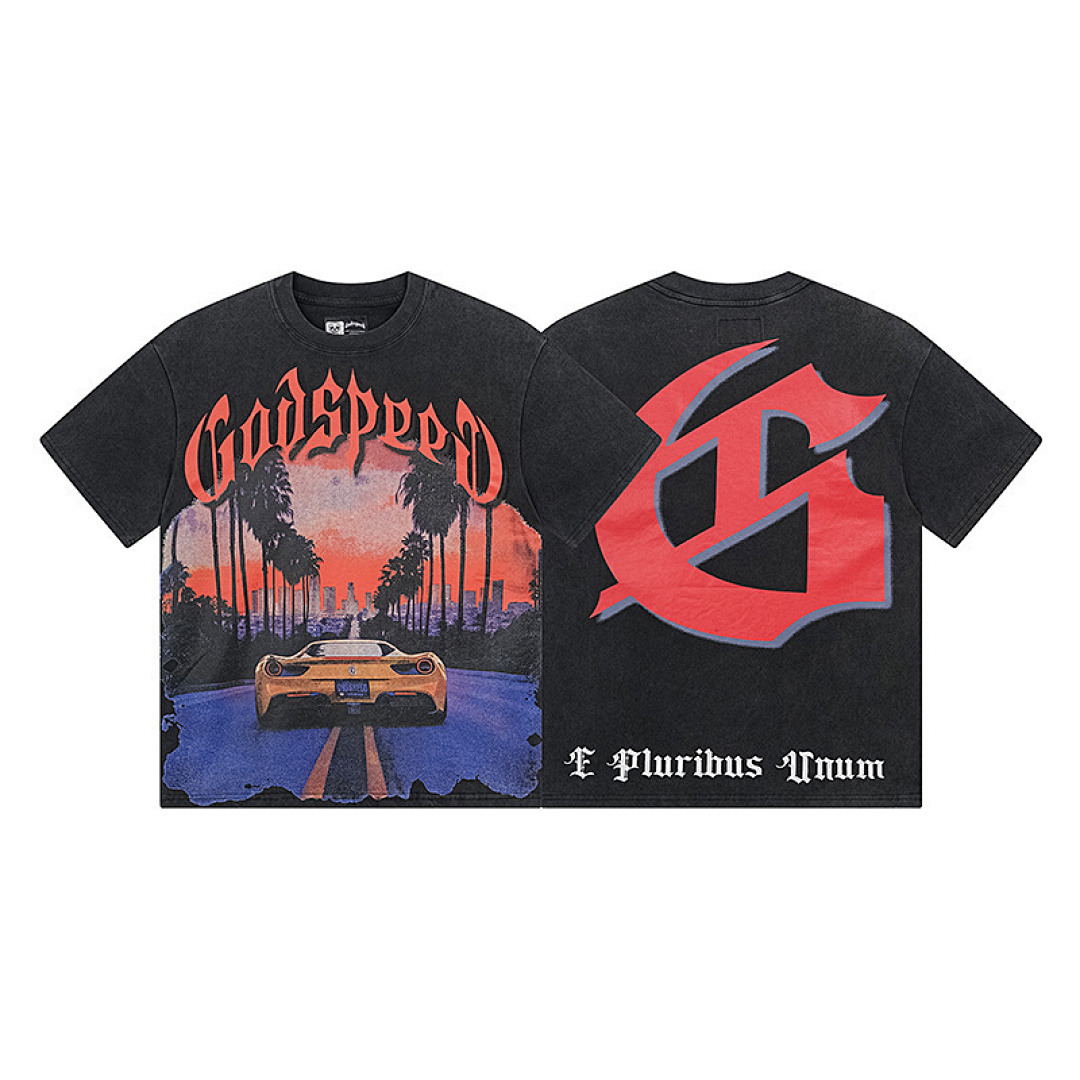 GodSpeed T-Shirt — 1129 (Washed Black) Angle 1