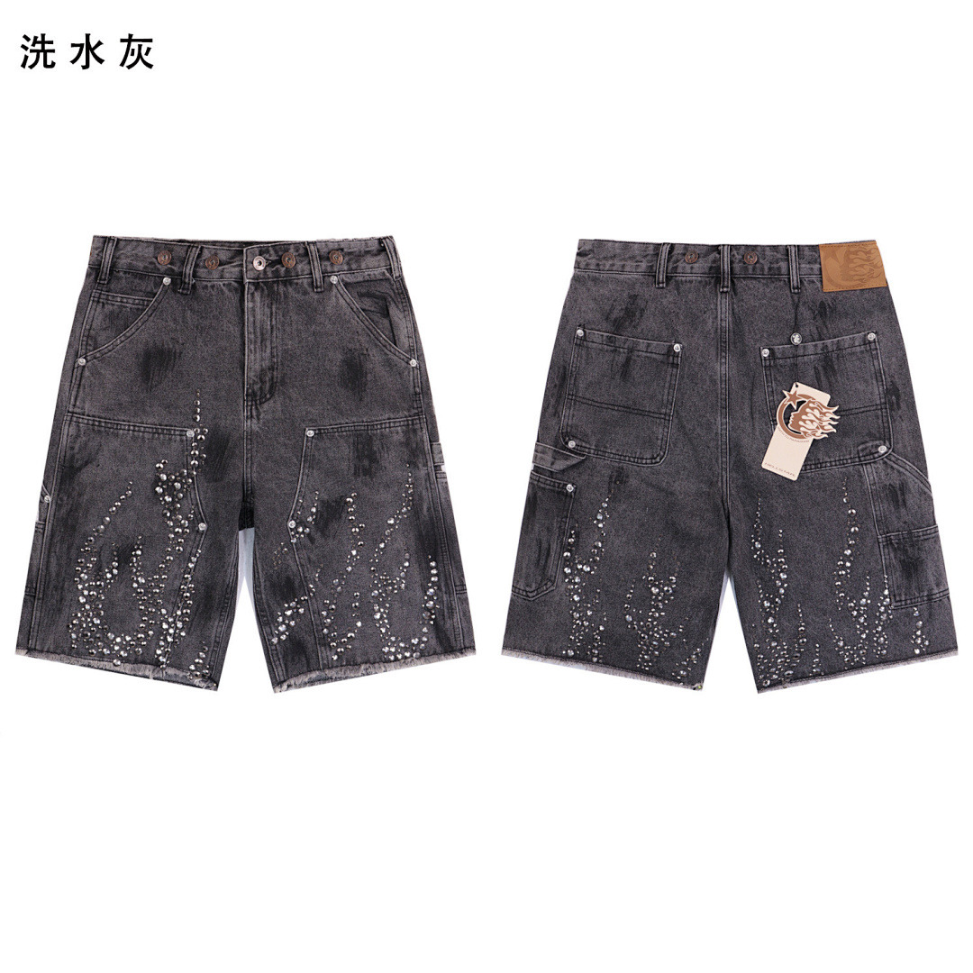 Hellstar Jeans Shorts — BRA-8652 (Gray) Angle 1