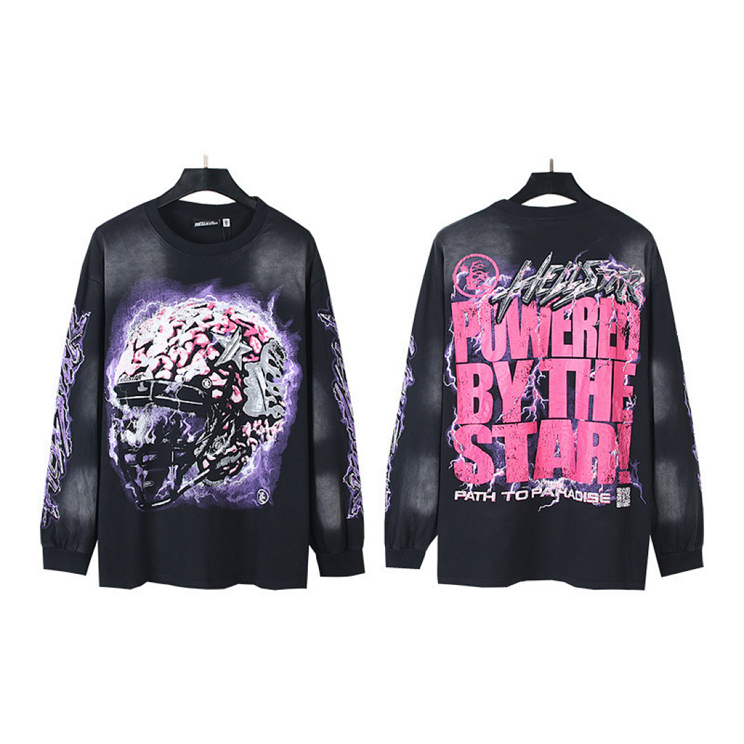 Hellstar Long Sleeve — X3-651 (Washed Black) Angle 1