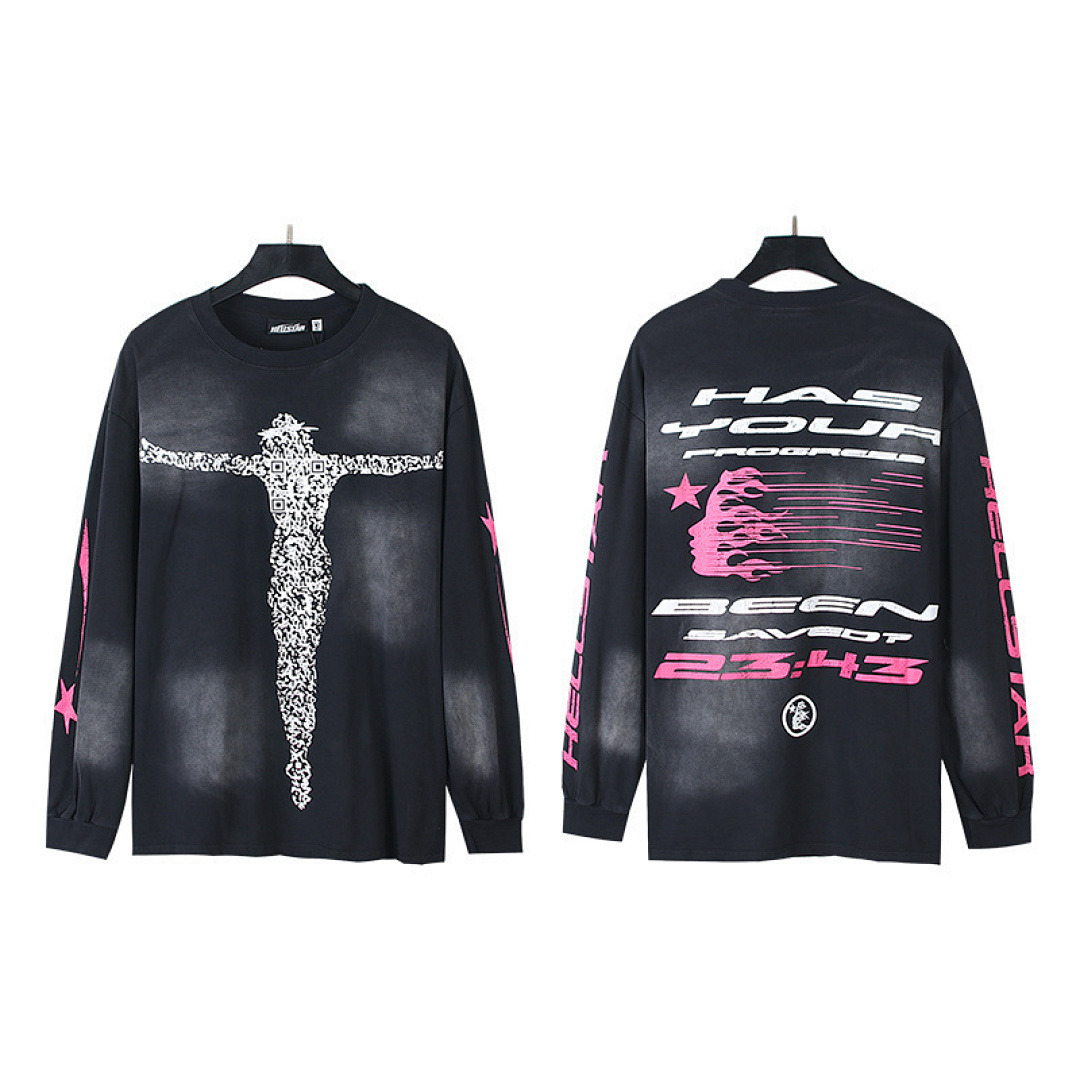 Hellstar Long Sleeve — X3-652 (Washed Black) Angle 1