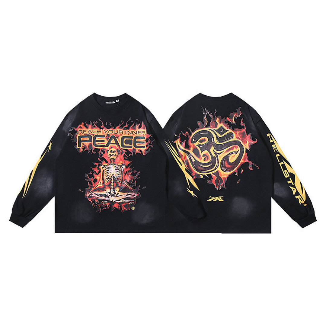 Hellstar Long Sleeve — X3-668 (Washed Black) Angle 1