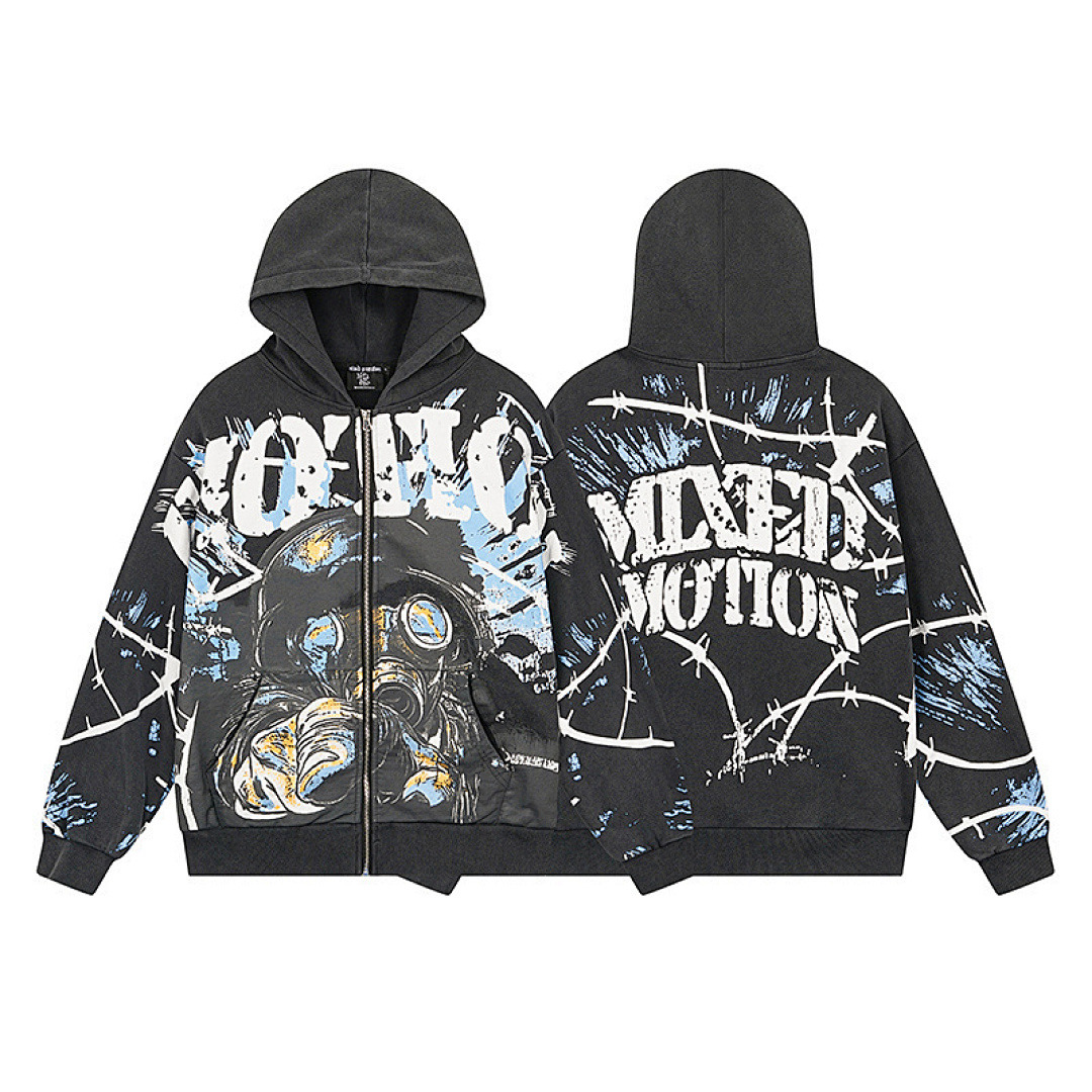 Mixed Emotion Hoodie — ME0051 (Washed Black) Angle 1